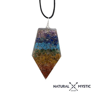 Collier Pendentif Pointe Orgonite lOriginale 7 Chakras orgonite