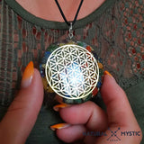 Collier Pendentif Fleur de Vie Orgone Énergie Scalaire 7 Chakras pendentif orgonite