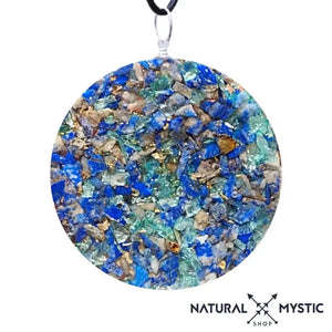 Collier Pendentif Orgone MERKABA Lapis-Lazuli Aigue-Marine pendentif orgonite