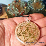 Collier Pendentif Orgone MERKABA Pierre de Soleil pendentif orgonite