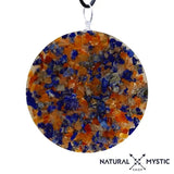 pendentif collier métatron cornaline lapis vue de dos