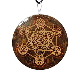 Collier Pendentif Orgone | Scalaire MÉTATRON Oeil de Tigre