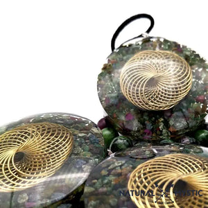 Collier Pendentif Orgone TORE Rubis Zoïsite pendentif orgonite