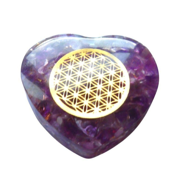 Orgonite de Poche | Cœur Fleur de Vie Améthyste orgonite poche