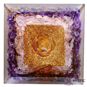 Pyramide Orgonite Apaisement Améthyste Quartz Rose Cristal de Roche orgonite