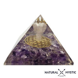 Pyramide Orgonite CÉLESTE Améthyste et Cristal de roche pack orgonite