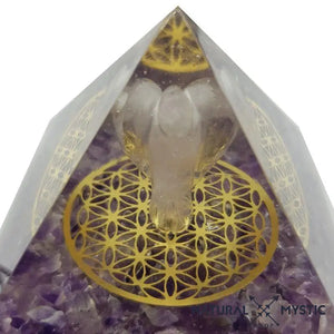 Pyramide Orgonite CÉLESTE Améthyste et Cristal de roche pack orgonite