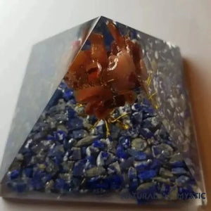 Pyramide Orgonite Communication Arbre de Vie Cornaline et Lapis-Lazuli orgonite