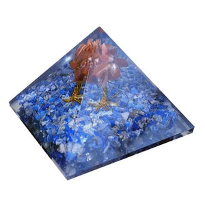 Pyramide Orgonite Communication Arbre de Vie Cornaline et Lapis-Lazuli orgonite