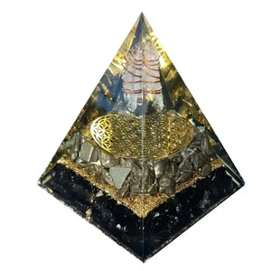 Pyramide Orgone NUBIENNE Pyrite et Tourmaline Noire pyramide orgonite