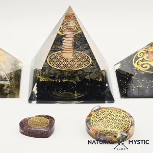 Pyramide Orgone NUBIENNE Pyrite et Tourmaline Noire XL pyramide orgonite